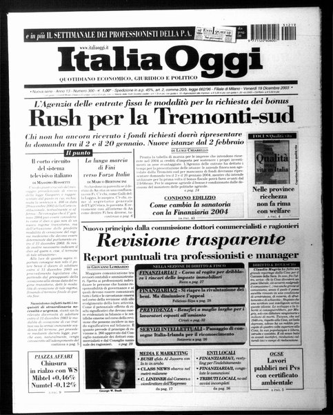 Italia oggi : quotidiano di economia finanza e politica